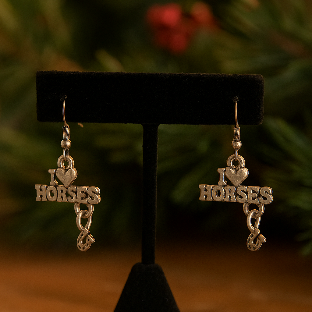 I Love Horses Earrings | Gift for Her Horse Lover