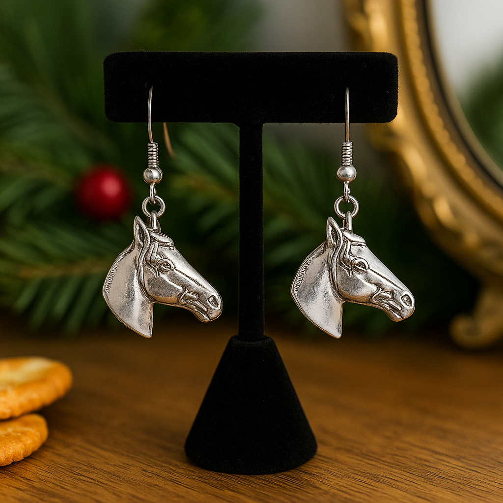 Earrings for Horse Lover | Silver Horse head | Accessory for Derby