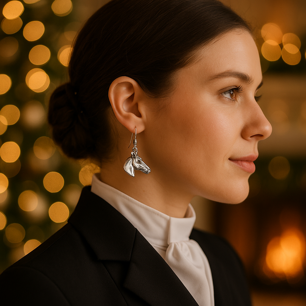 Earrings for Horse Lover | Silver Horse head | Accessory for Derby