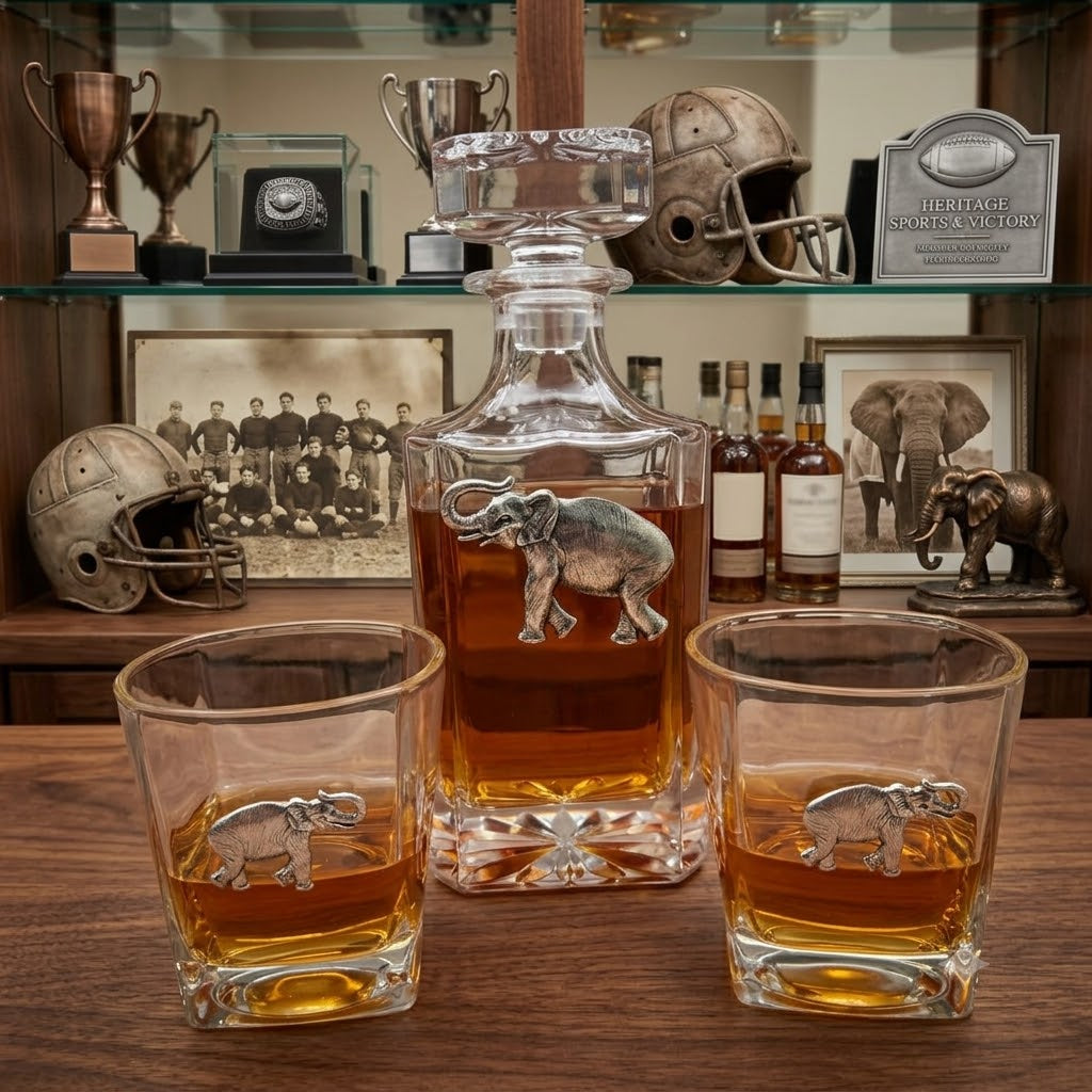 Elephant Decanter Set Includes two Bourbon Glasses | Gift for Whiskey Lover