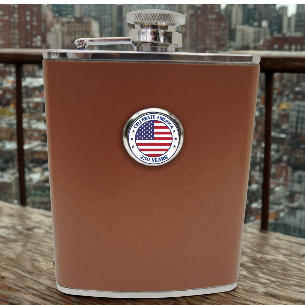 Leather Flask Gift for 250th Anniversary of America | Patriotic Gift