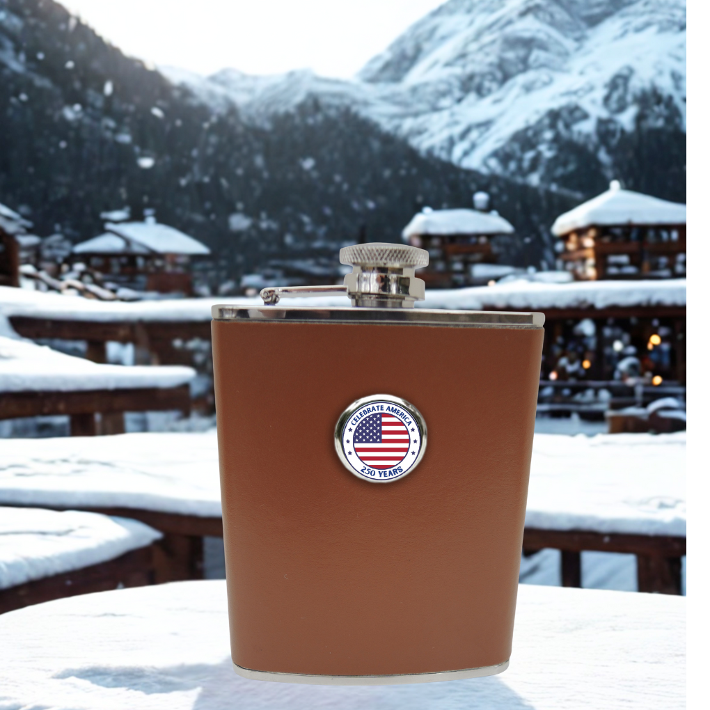 Leather Flask Gift for 250th Anniversary of America | Patriotic Gift