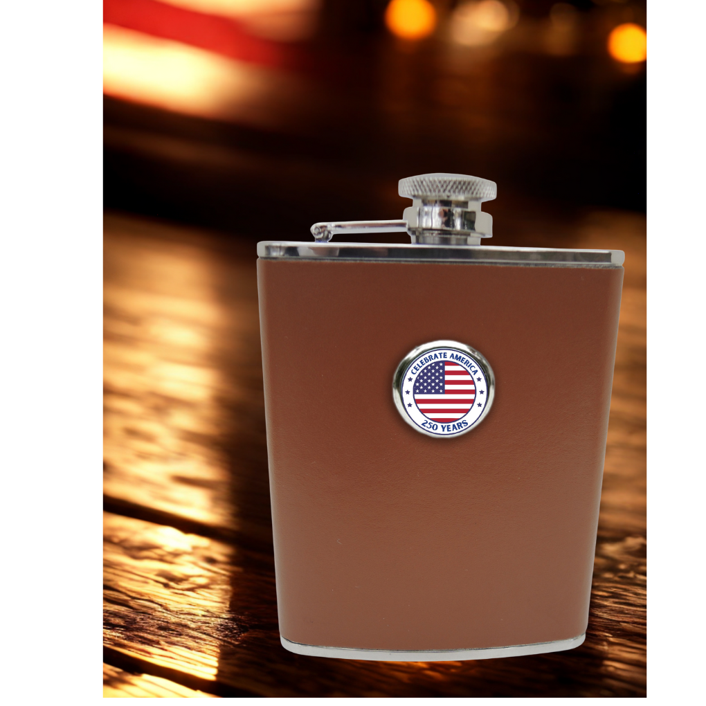Leather Flask Gift for 250th Anniversary of America | Patriotic Gift