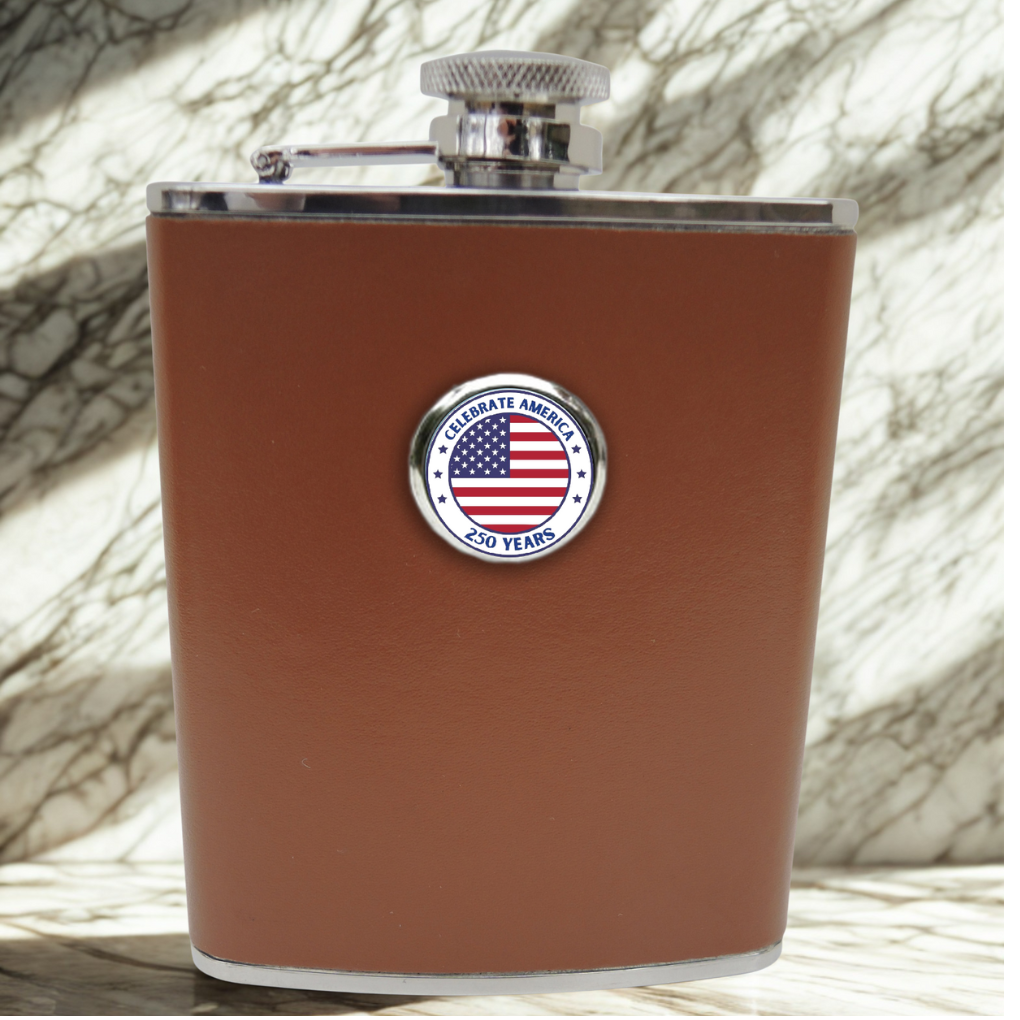 Leather Flask Gift for 250th Anniversary of America | Patriotic Gift