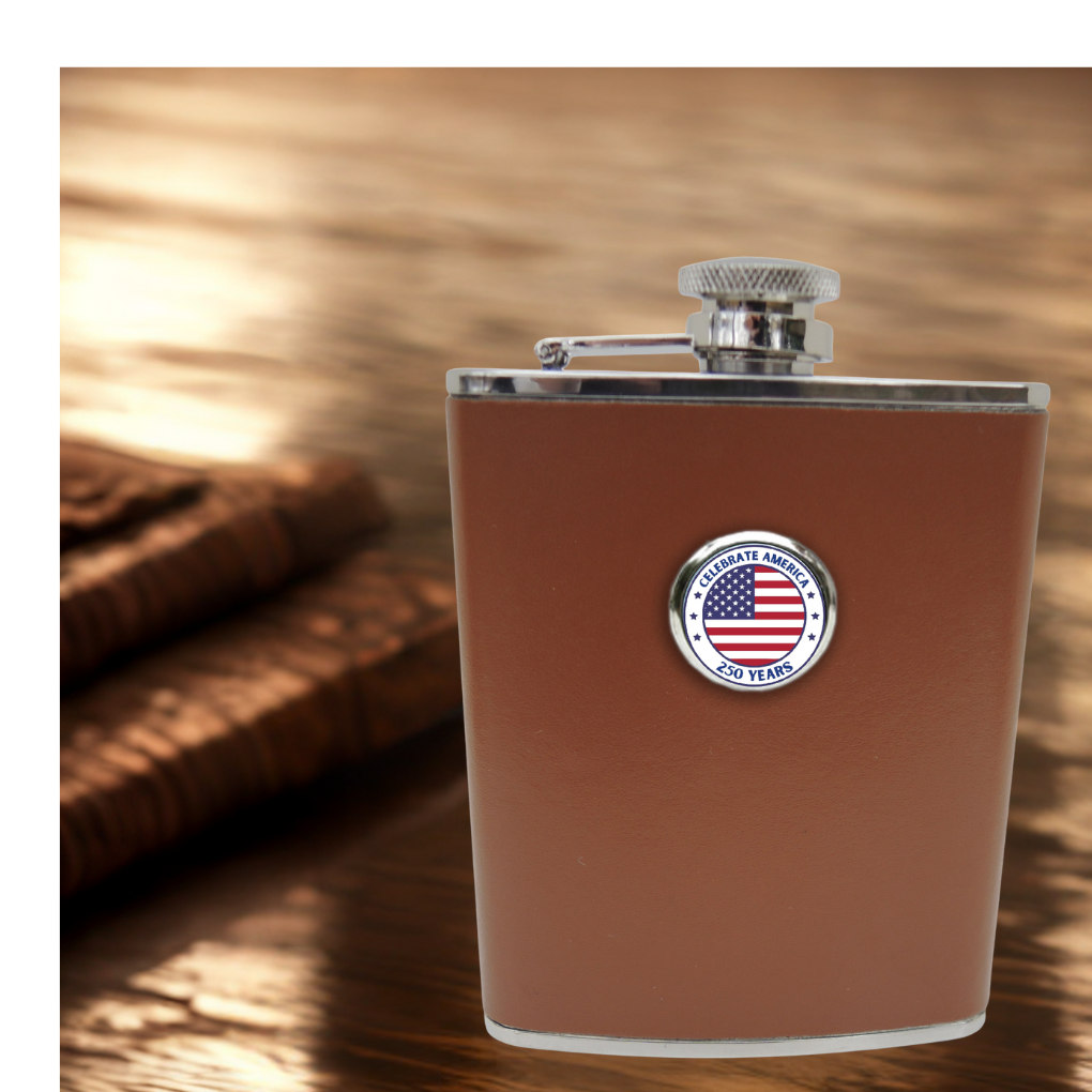 Leather Flask Gift for 250th Anniversary of America | Patriotic Gift