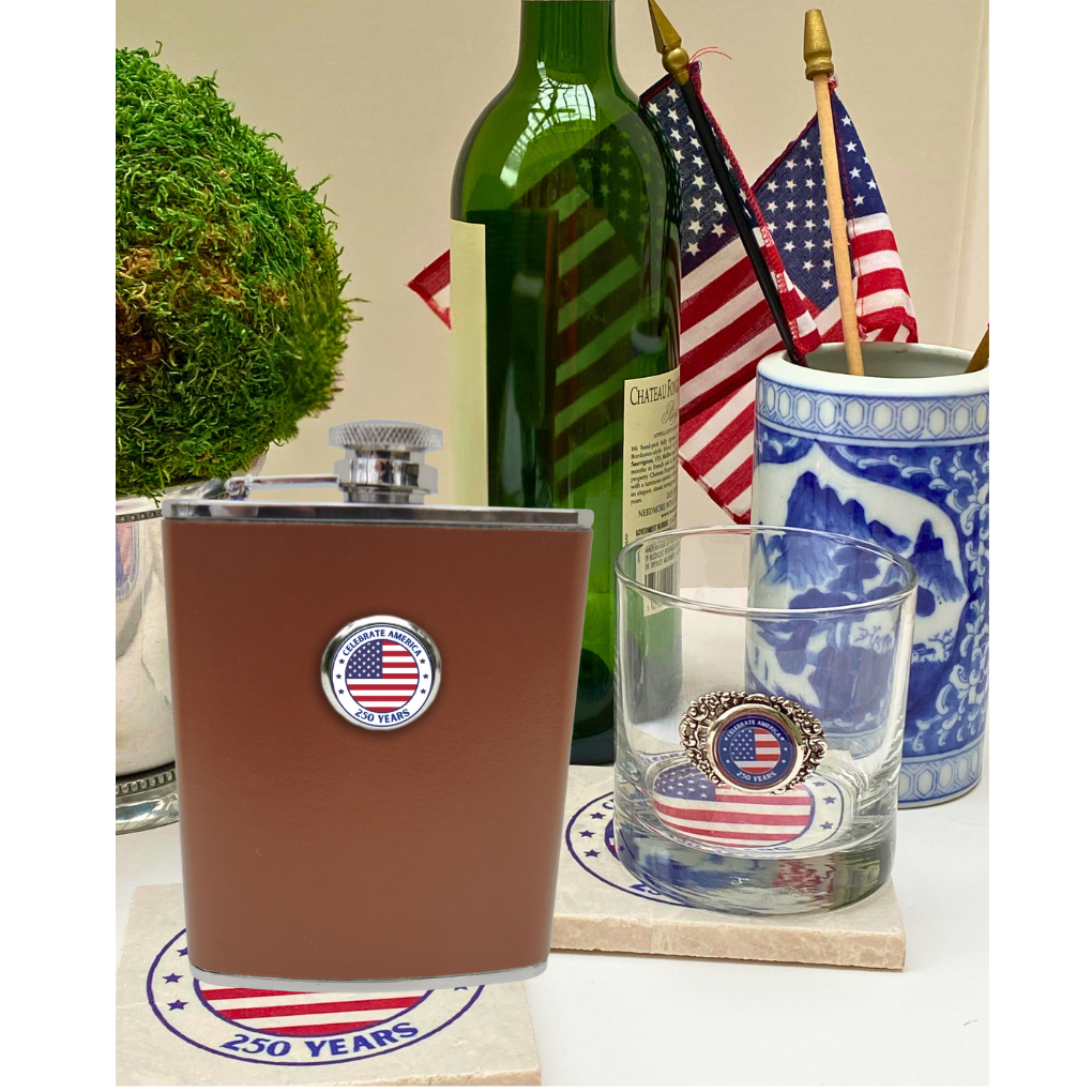Leather Flask Gift for 250th Anniversary of America | Patriotic Gift