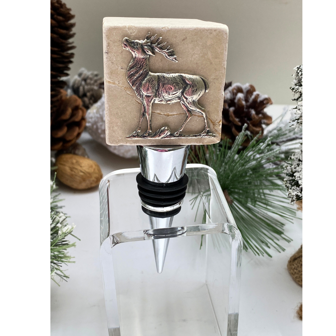 Gift for Deer Hunter Marble Wine Stopper