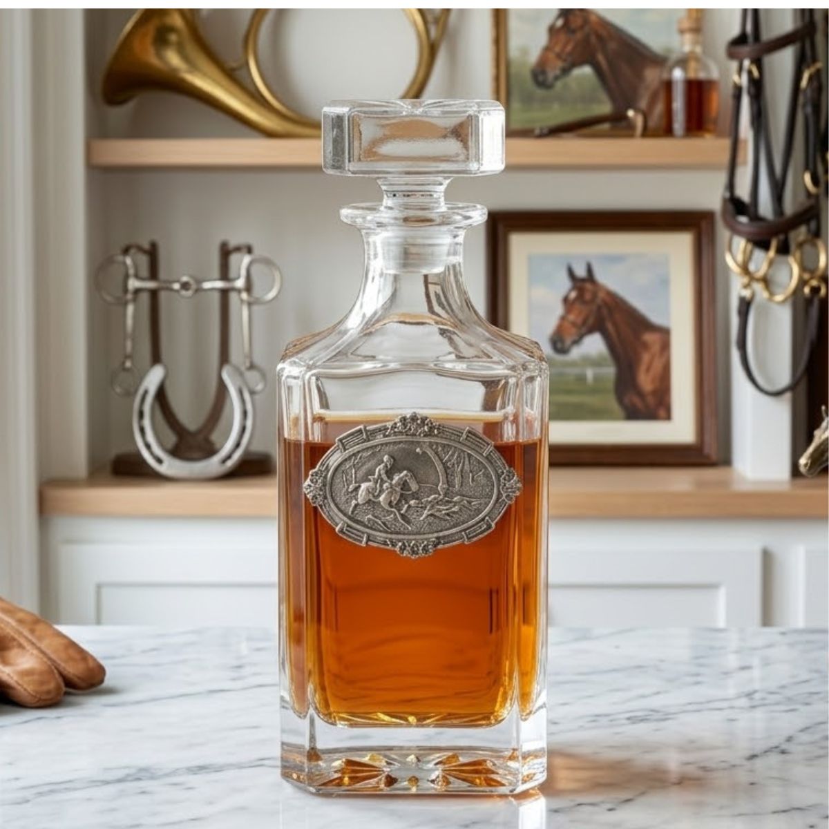 Horse and Hound Hunt Scene Decanter | Gift for Equestrian