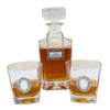Happy Anniversary Decanter Set includes decanter and two bourbon glasses.  The Happy Anniversary Decanter label marker can be removed 
