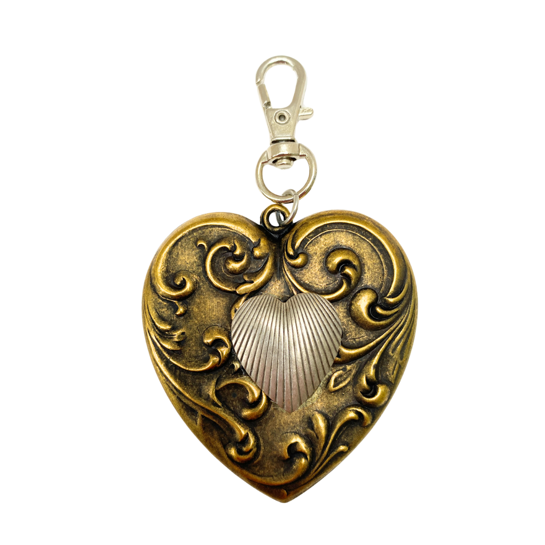 Large Gold and Silver Heart Purse Charm | Made in USA