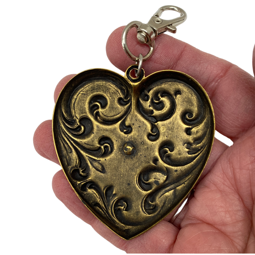 Large Gold and Silver Heart Purse Charm | Made in USA