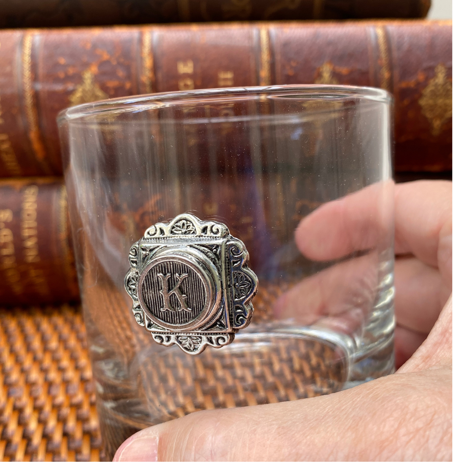 Initial Theme Bourbon Glass Gift for Groomsman