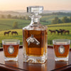 Decanter Set Silver Horse Head Medallion | Gift for horse lover & Equestrian