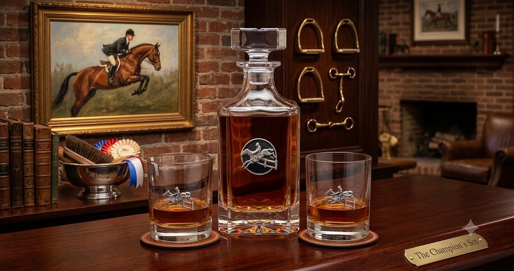 Decanter Set with Hunter Jumper Equestrian Theme | Gift for Horse Lover