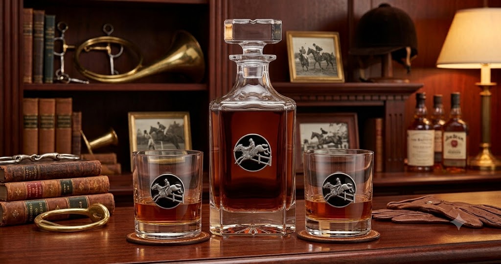 Decanter Set with Hunter Jumper Equestrian Theme | Gift for Horse Lover