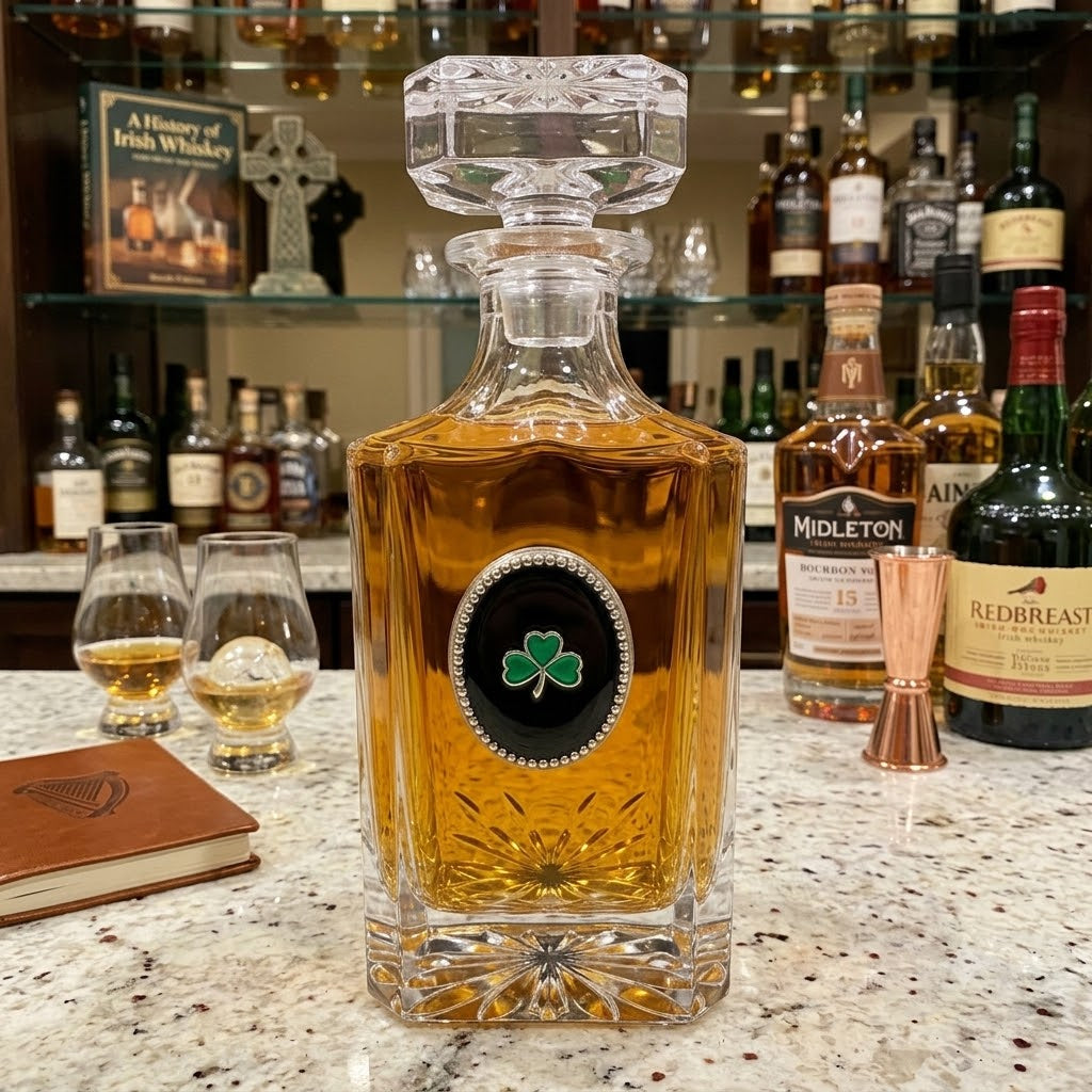 Irish Shamrock Decanter Gift for lover of Ireland and bourbon lover