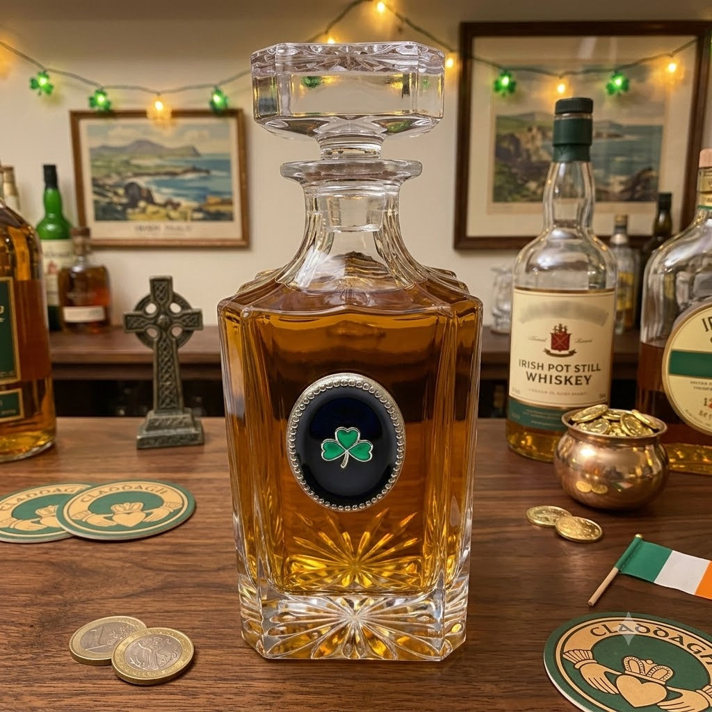 Irish Shamrock Decanter Gift for lover of Ireland and bourbon lover  This will make a special St. Patrick's Day gift.