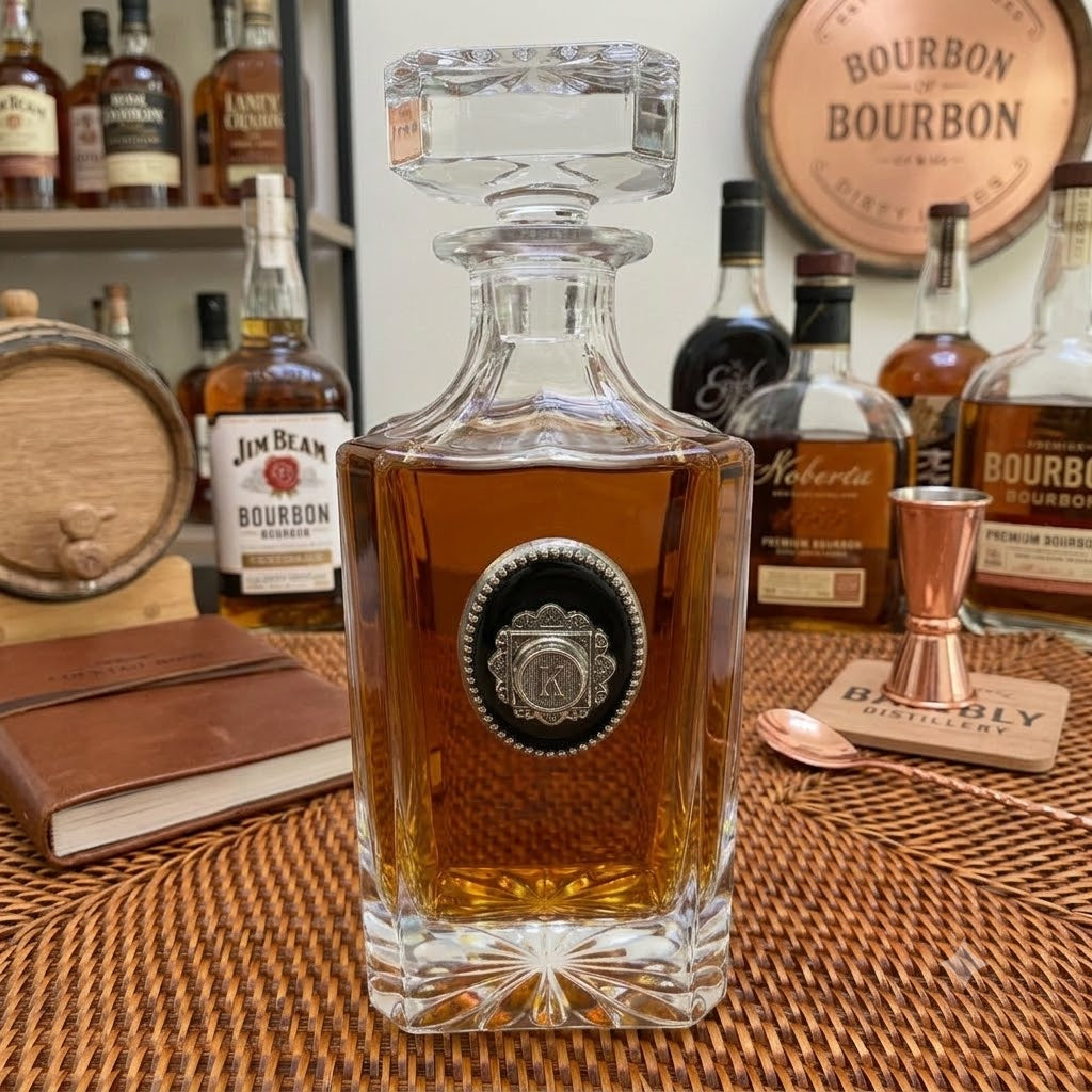 Initial Decanter gift for bourbon lover.  Every letter is available to customize this decanter for a very special gift for a bourbon lover. 