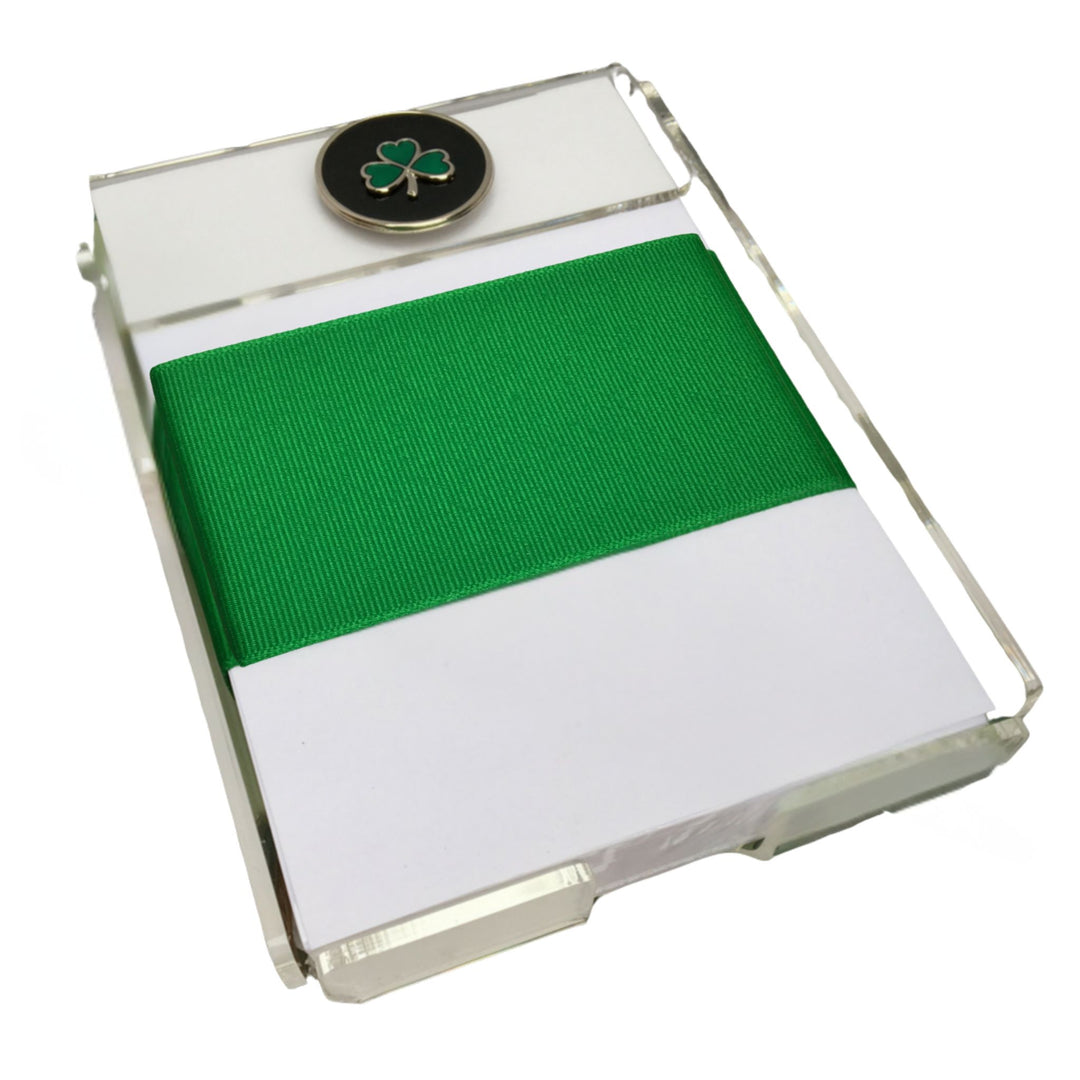 Notepad,  Irish Shamrock, Acrylic Holder | Gift for Irish Lover & St. Patrick's Day