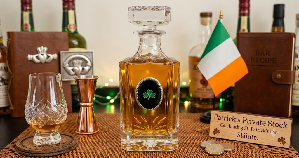 Irish Shamrock Decanter Gift for lover of Ireland and bourbon lover