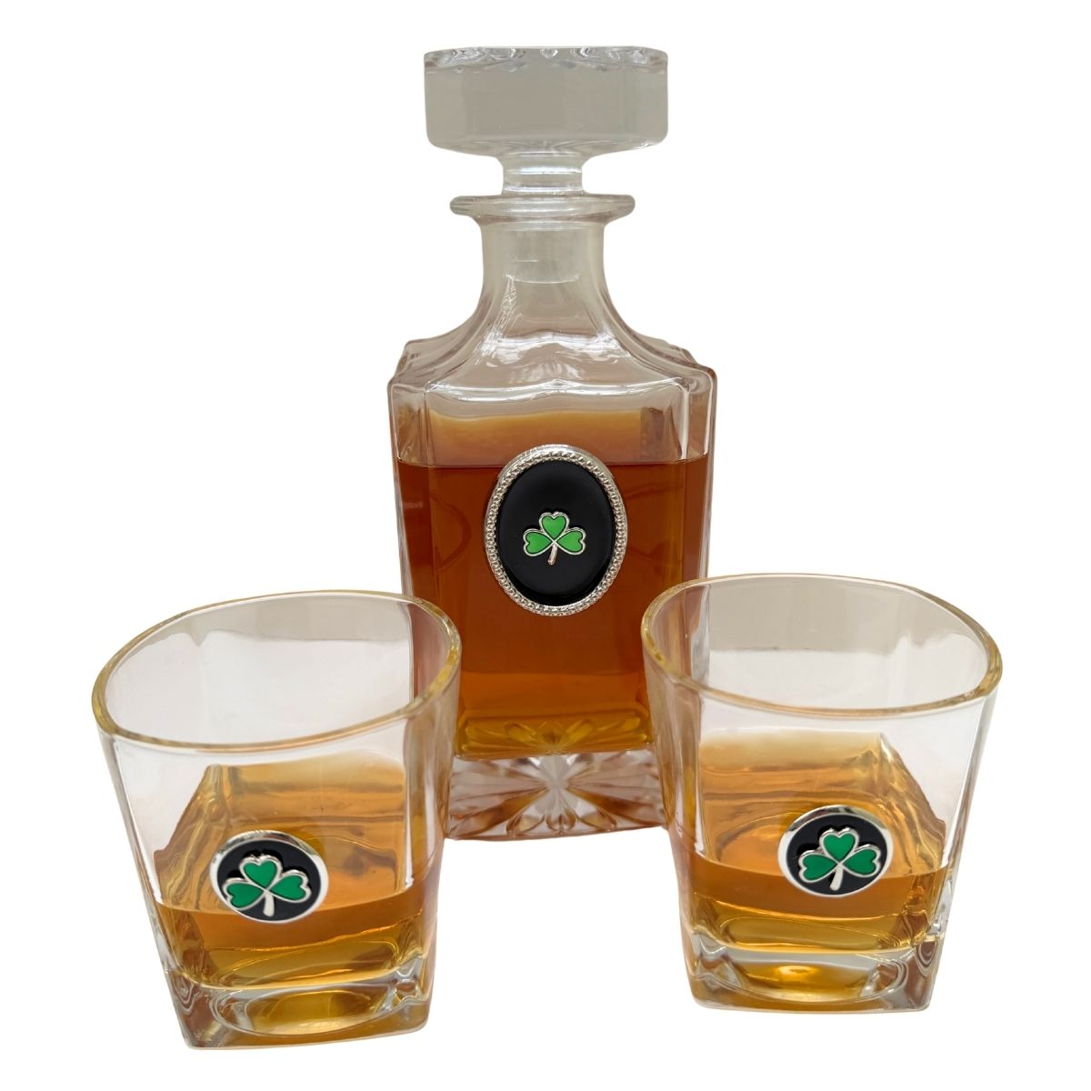 Irish Decanter Set include decanter and two bourbon glasses