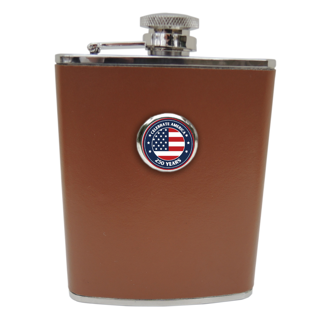 Leather Flask Gift for 250th Anniversary of America | Patriotic Gift