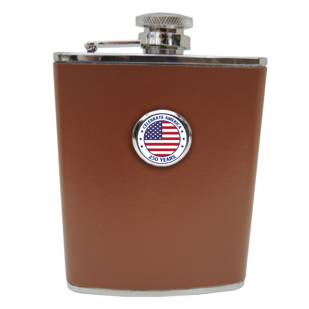 Leather Flask Gift for 250th Anniversary of America | Patriotic Gift