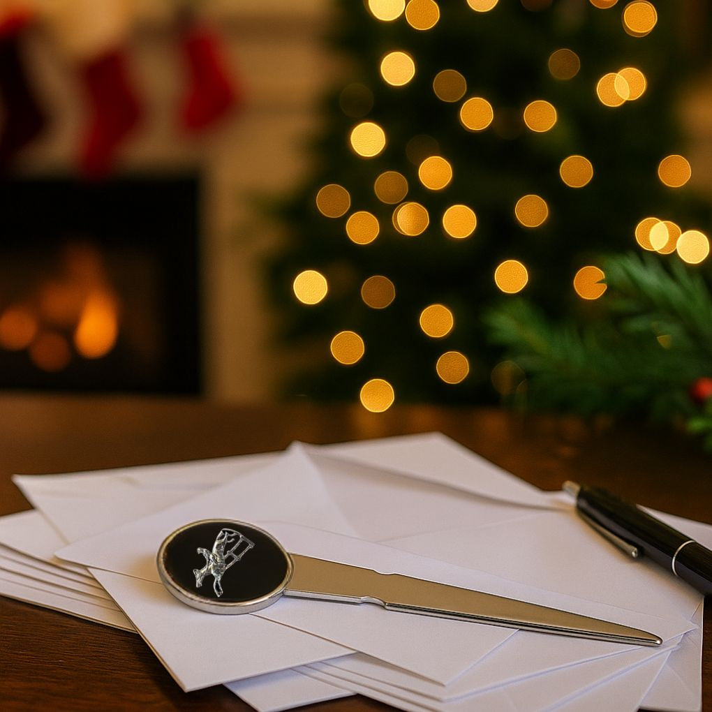 Letter Opener with Black Enamel and Silver Horse Jumper | Gift for Steeplechase Rider