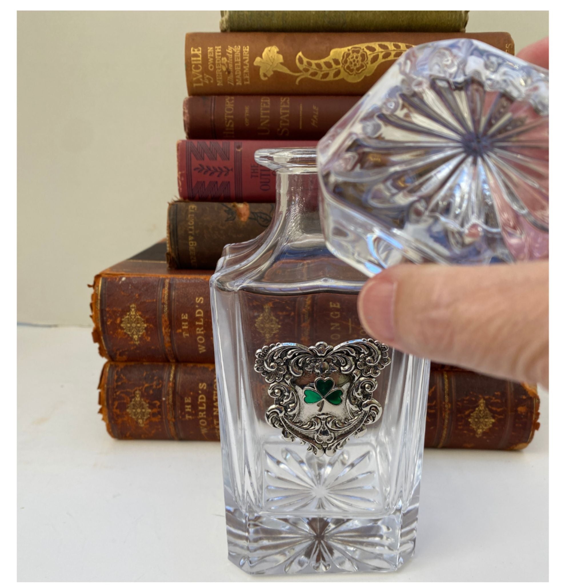 Irish Shamrock Decanter | Large Silver Medallion | Gift for Irish Lover