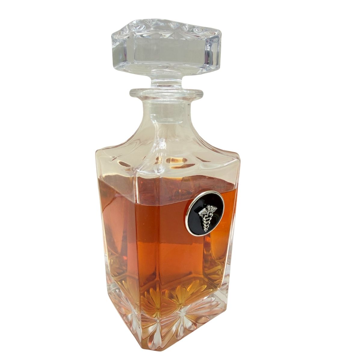 Medical theme decanter.  Great gift for doctor or medical professional who also is a bourbon lover.  his view is a side view.