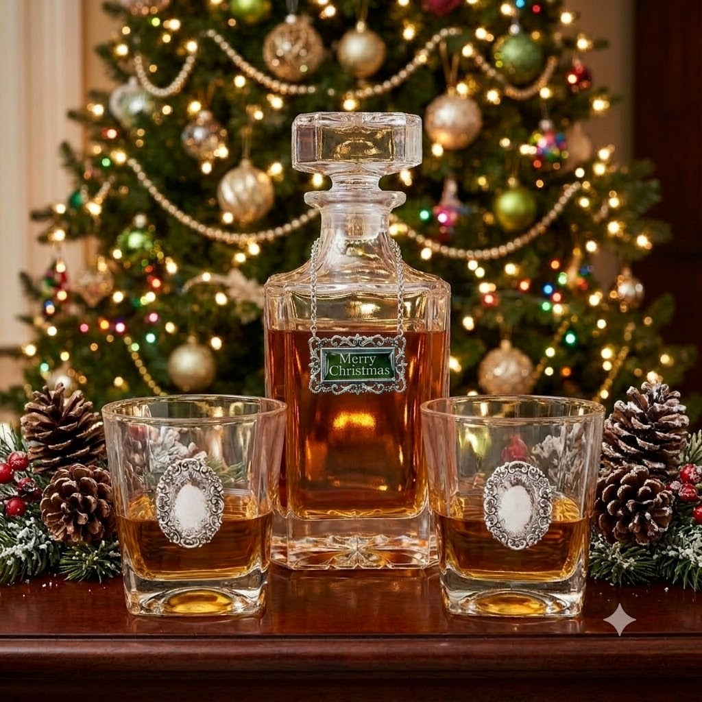 Merry Christmas Decanter Set | Christmas Gift for Bourbon Lover