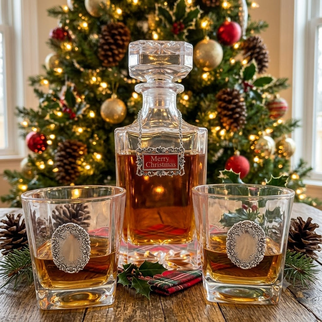Merry Christmas Decanter Set | Christmas Gift for Bourbon Lover