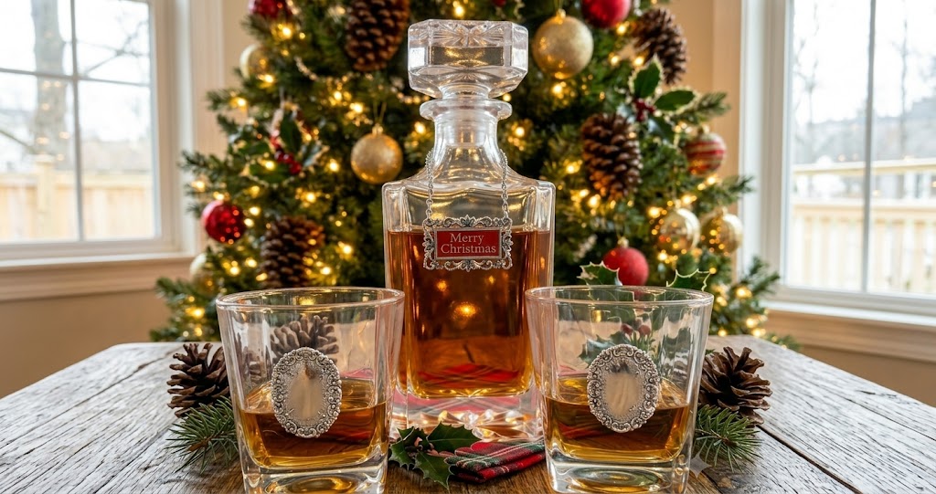 Merry Christmas Decanter Set | Christmas Gift for Bourbon Lover