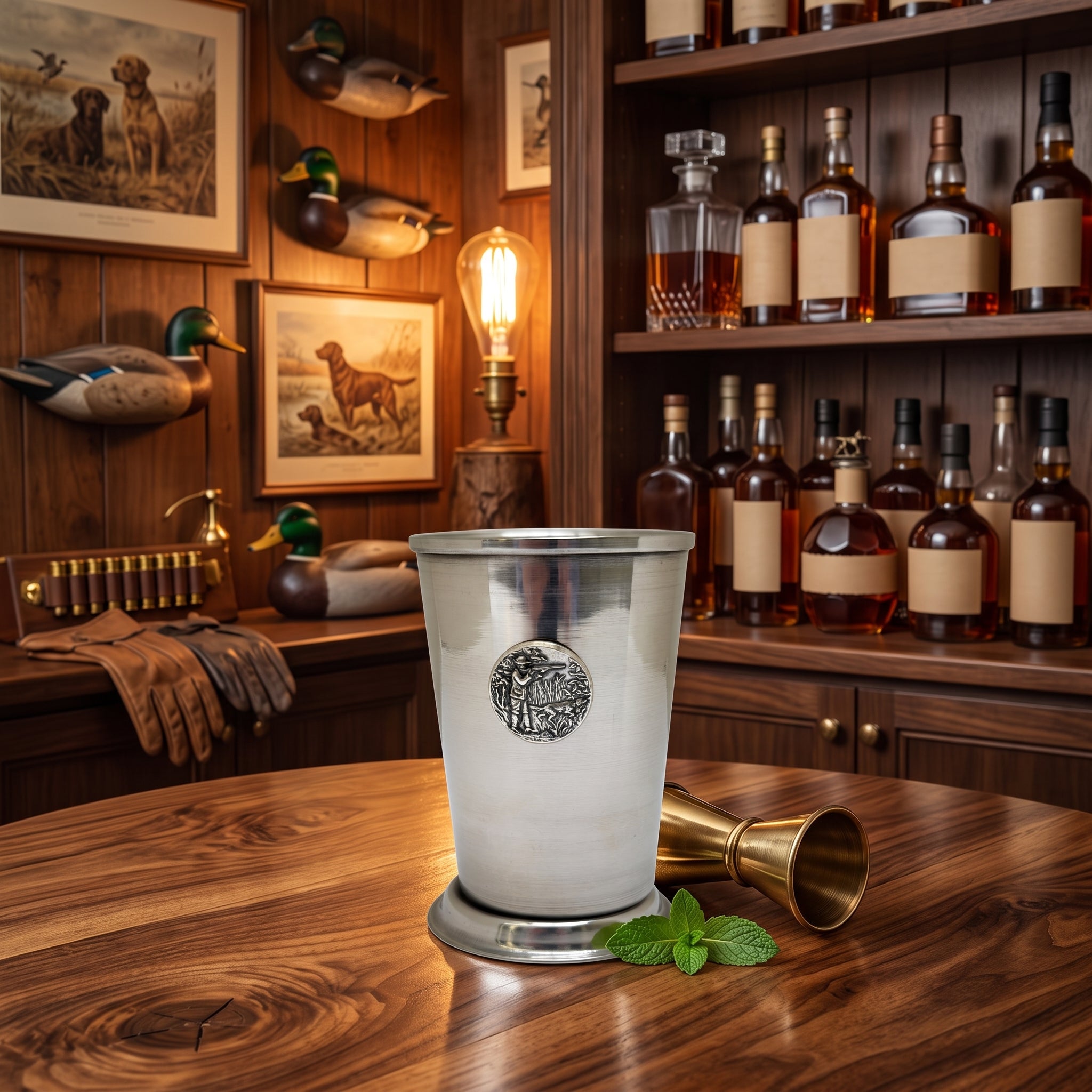 Mint Julep Cup | Silver Medallion featuring Hunter & His Dog