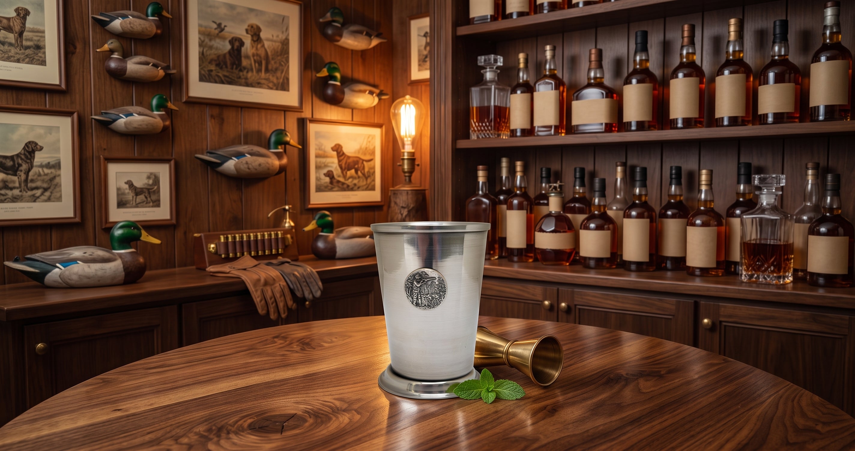Mint Julep Cup | Silver Medallion featuring Hunter & His Dog