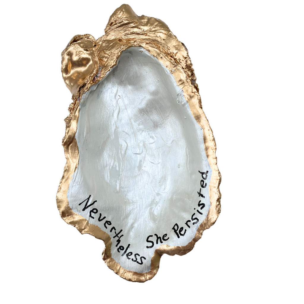 Oyster Shell Art with Quote "Nevertheless She Persisted"  | Handcrafted Art
