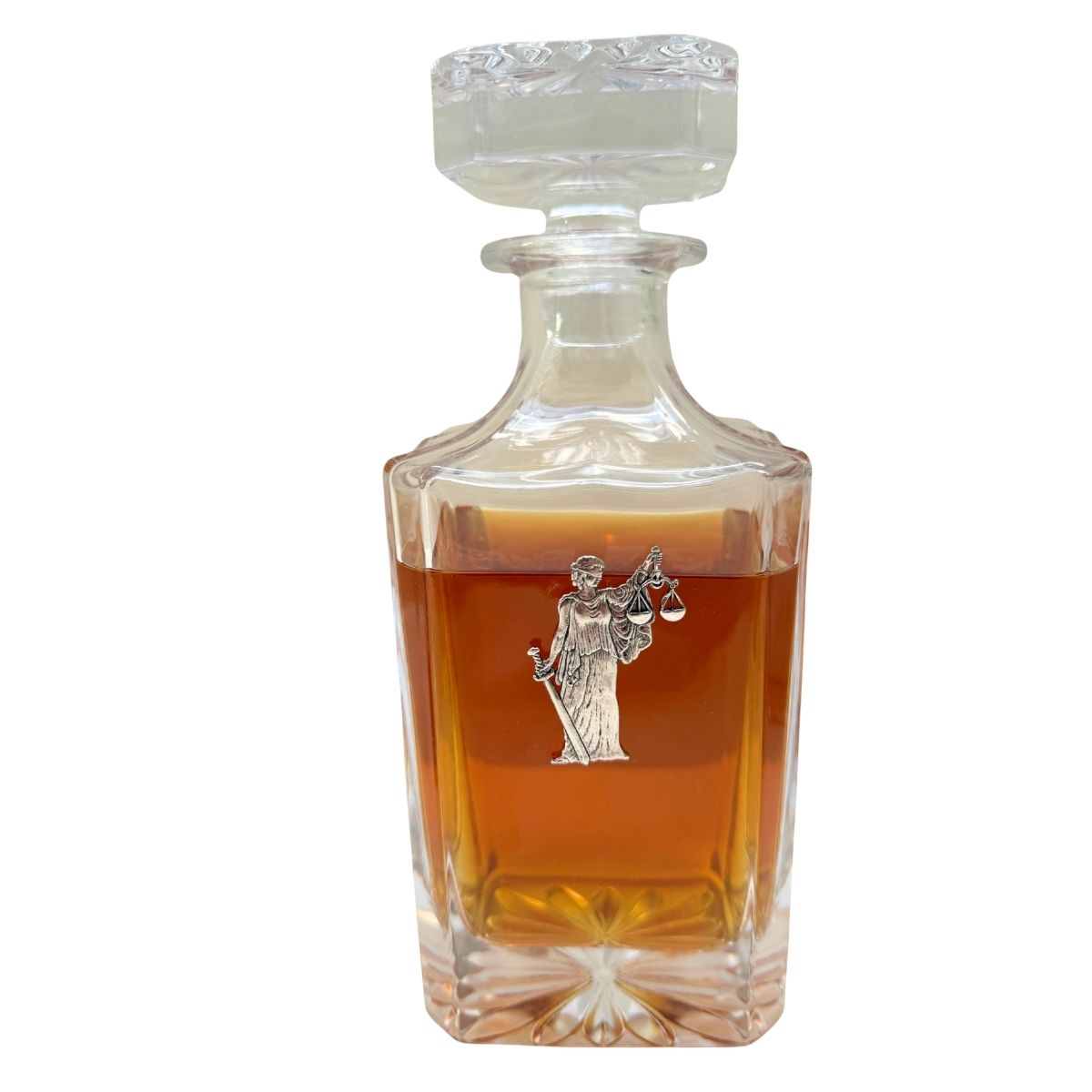 Lawyer theme decanter with large silver Lady Justice.  Great  gift for lawyer and bourbon lover.