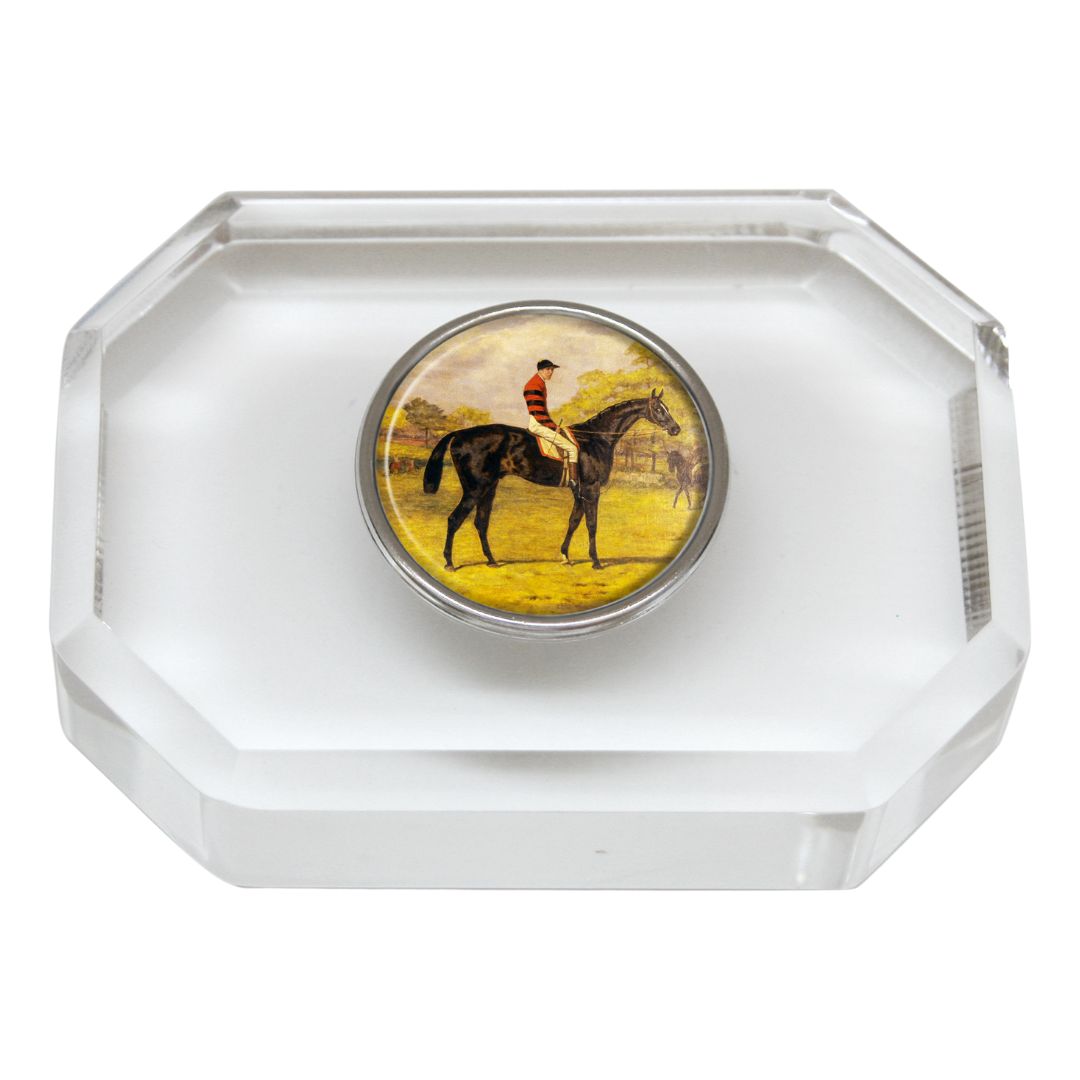 Gift for Racehorse Fan | Paperweight with Vintage Racehorse Art