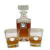 Pearl Decanter Set contains one large decanter and two bourbon glass all embellish with real Mother of Pearl