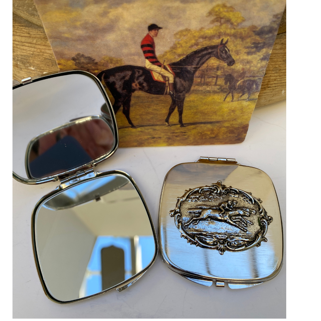 Racehorse Purse Mirror | Horserace Theme Purse Mirror