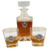 Scottish Thistle Decanter Set includes a large decanter and two bourbon glasses
