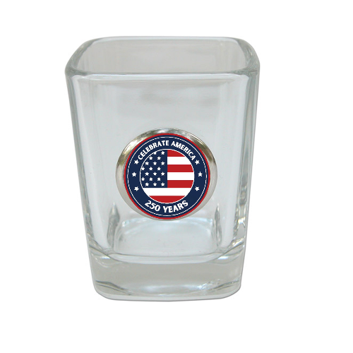 Shot Glass Celebrate America 250 Years Blue medallion