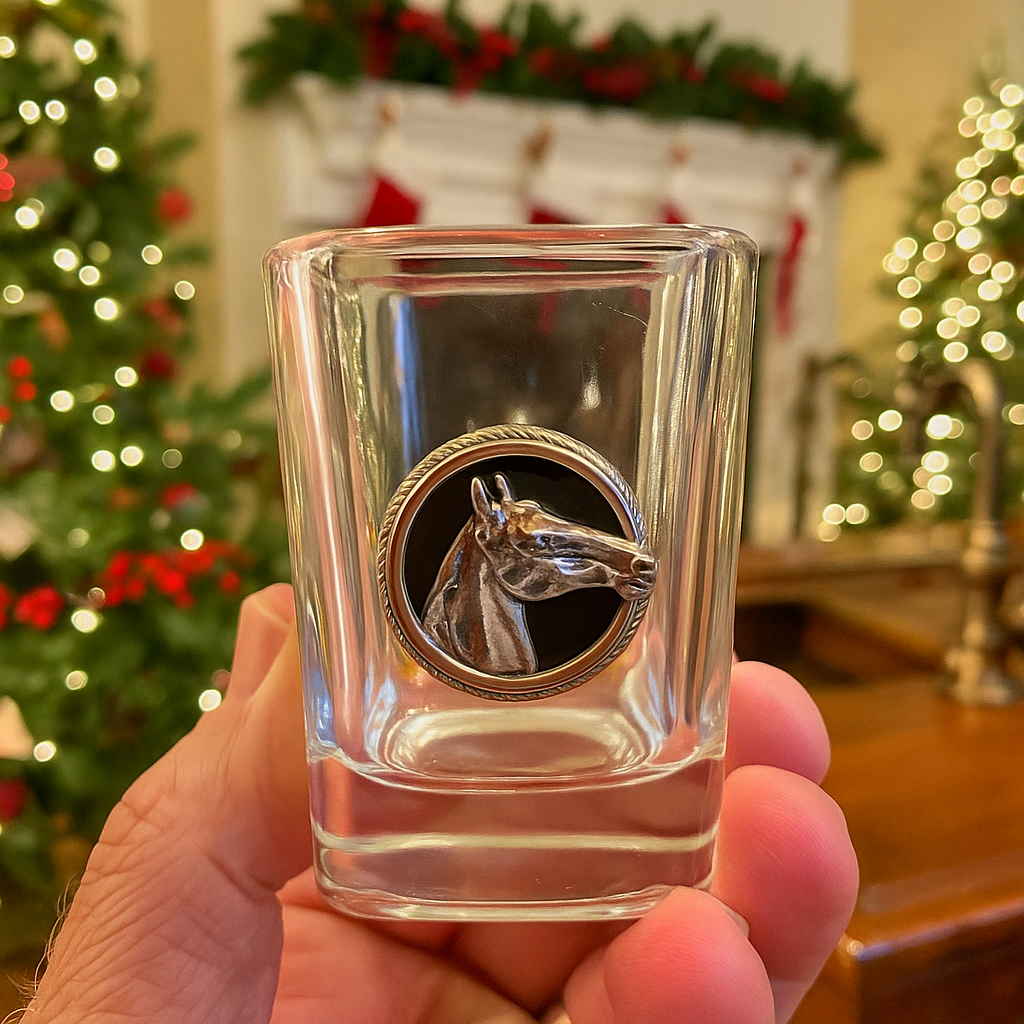 Shot Glass Silver Horse Head