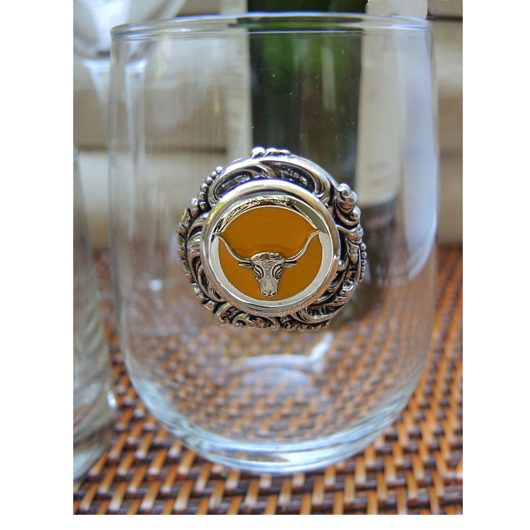 longhorn stemless wine glass