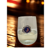 Stemless wine glass America 250 with flag background