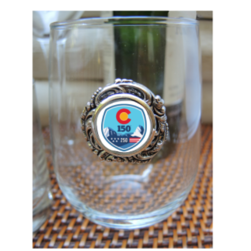 Stemless Wine Glass Celebrate Colorado 150 America 250