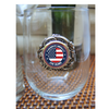 stemless wine glass America 250 navy blue medallion