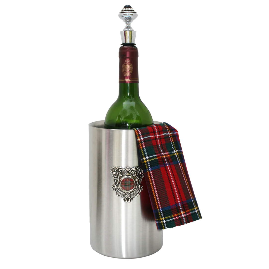 Red Plaid Silver Wine Cooler | Gift for Lover of Scotland