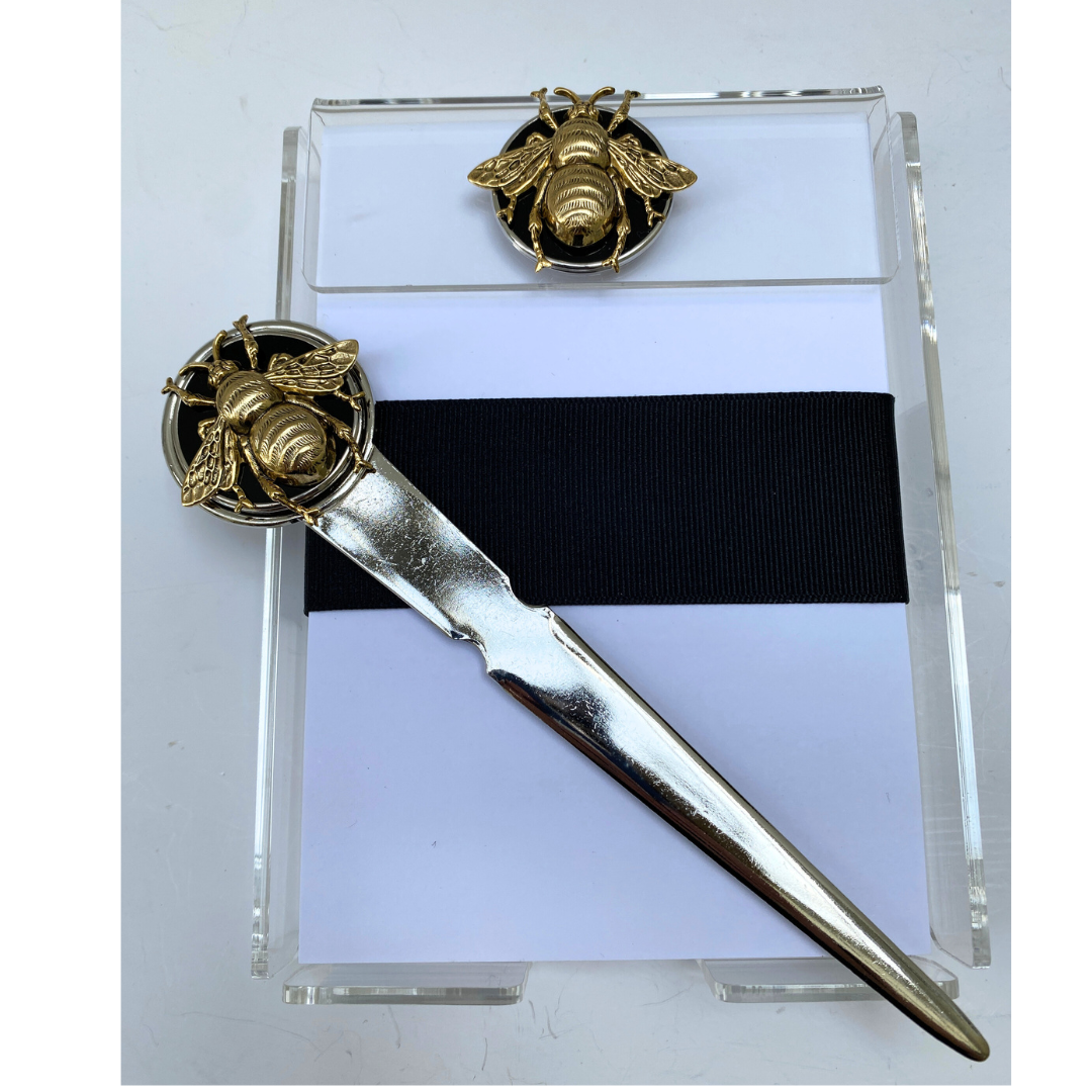 Gold Bee Notepad and Letter Opener Gift Set | Gift for Bee Lover