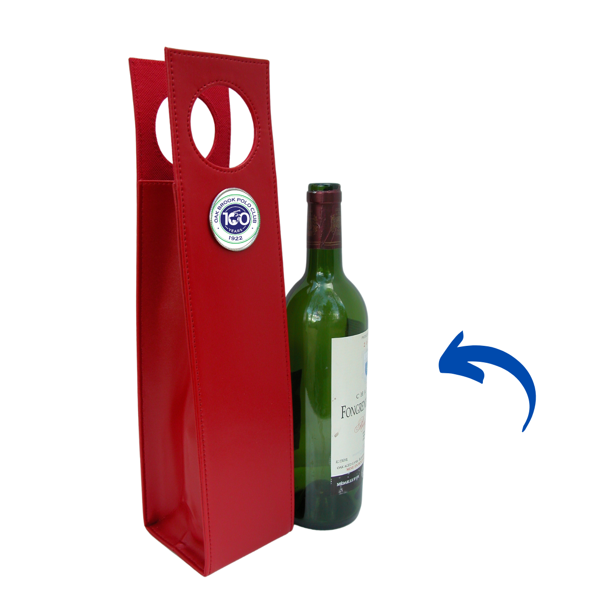 The  Custom Classic Legacy Wine Carriers are embellished with a large silver setting featuring your logo.